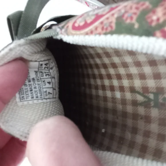 Preppy Paisley Slip-On Sneakers with Olive Bow Women's Size 7 - Picture 6 of 6